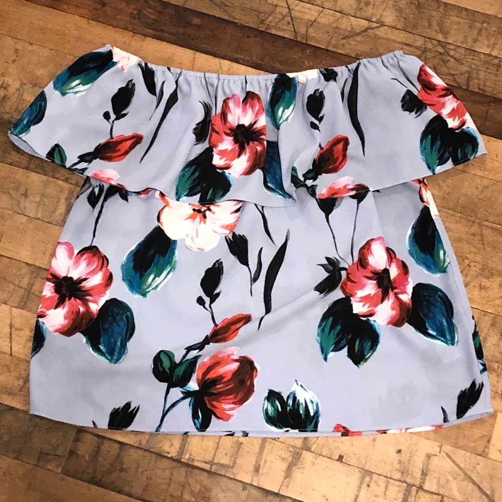 Floral/Hawaiian Over The Shoulder Blouse Size 8